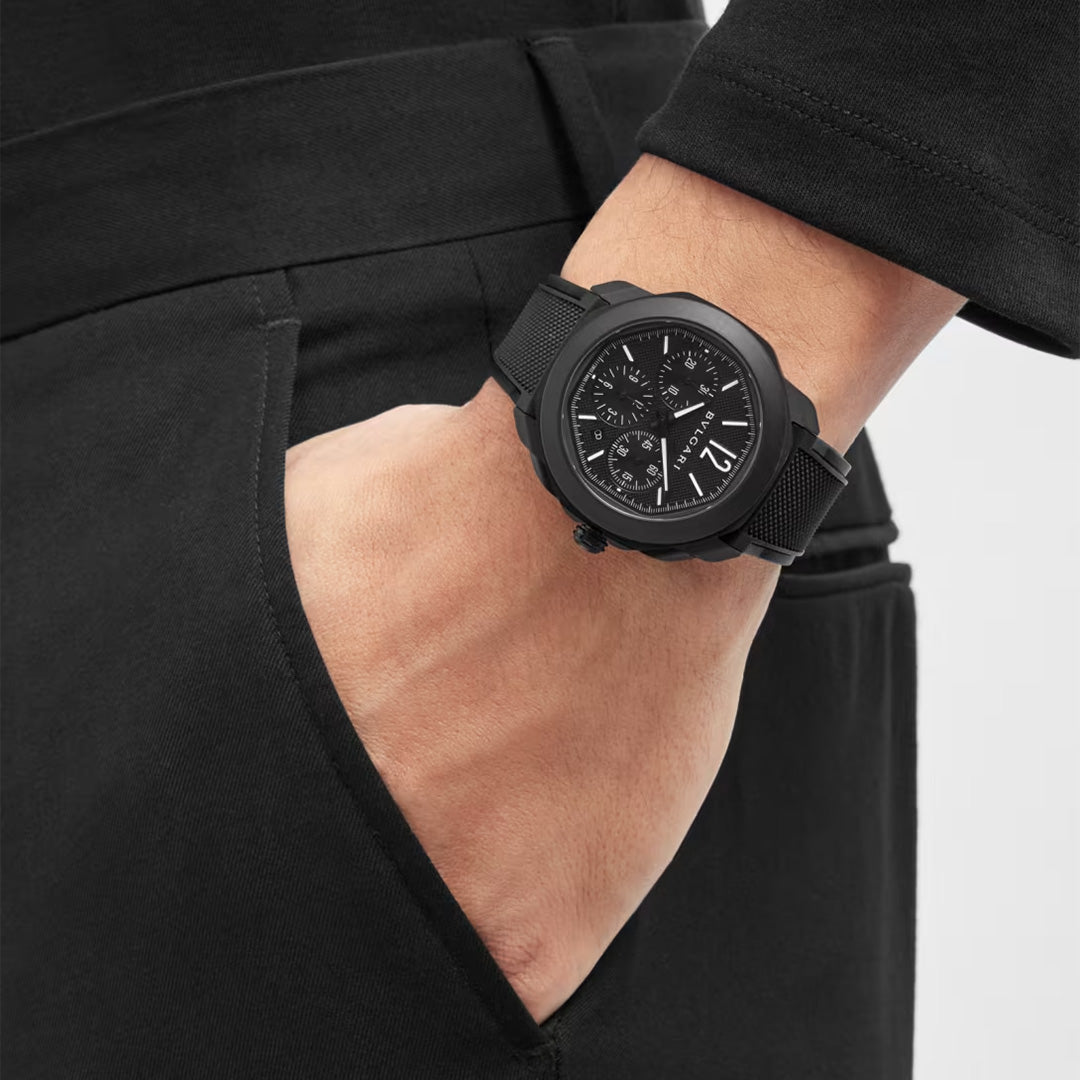Watch in dlc-coated steel Octo Roma Bulgari