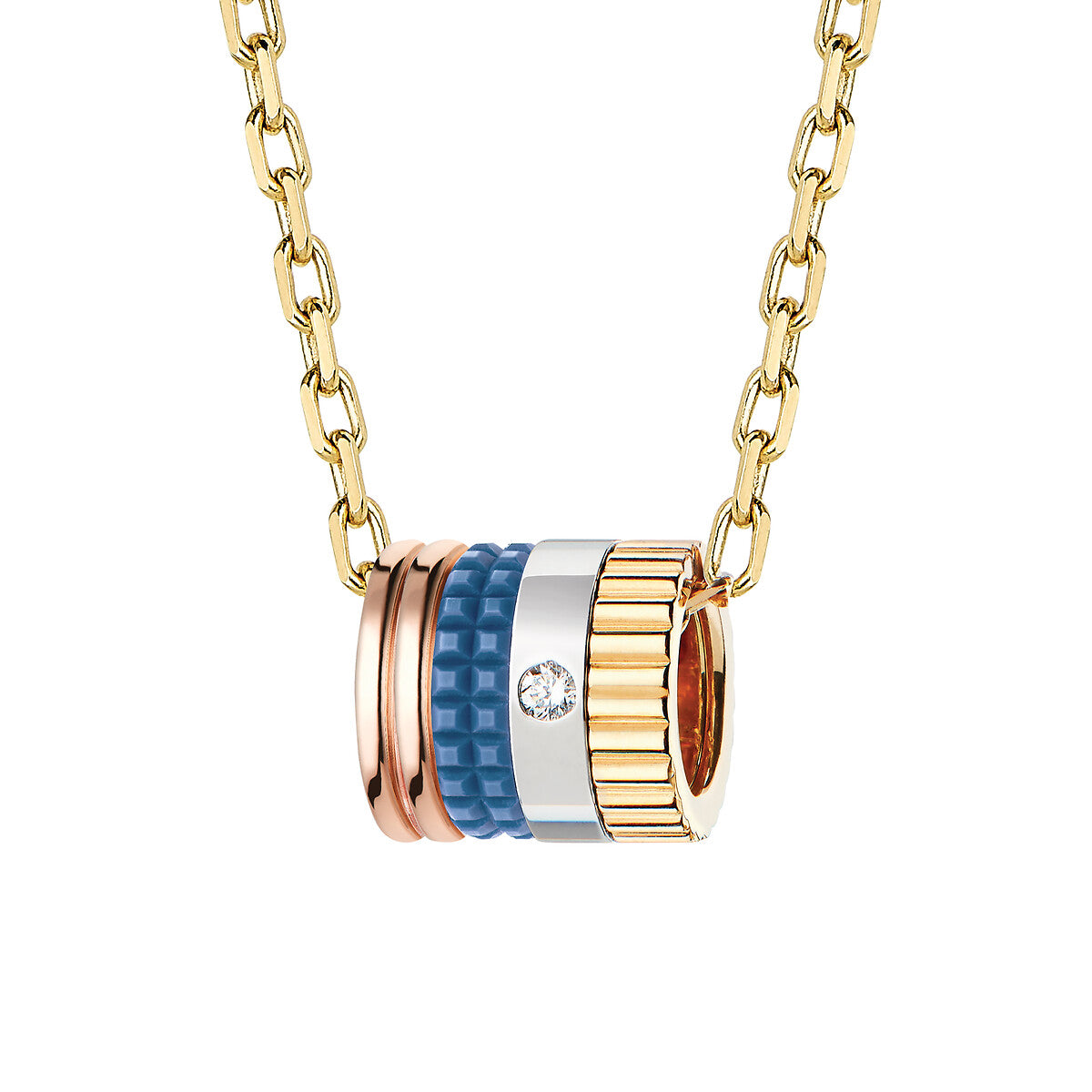 Gioiello in white, yellow, and rose gold Quatre blue edition mini ring pendant Boucheron