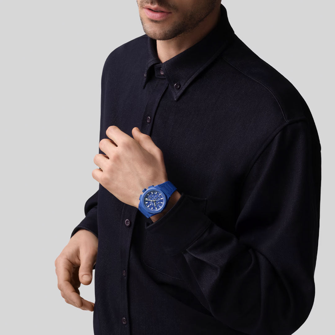 Watch in blue ceramic Defy Skyline Chronograph – 160th Anniversary Edition Zenith