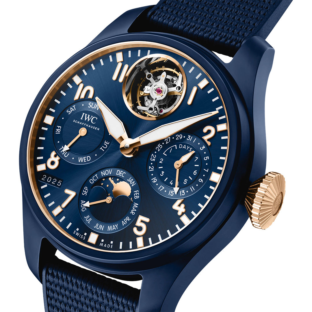 Orologio in ceramica blu Big Pilot’s Watch Perpetual Calendar Tourbillon Le Petit Prince Iwc