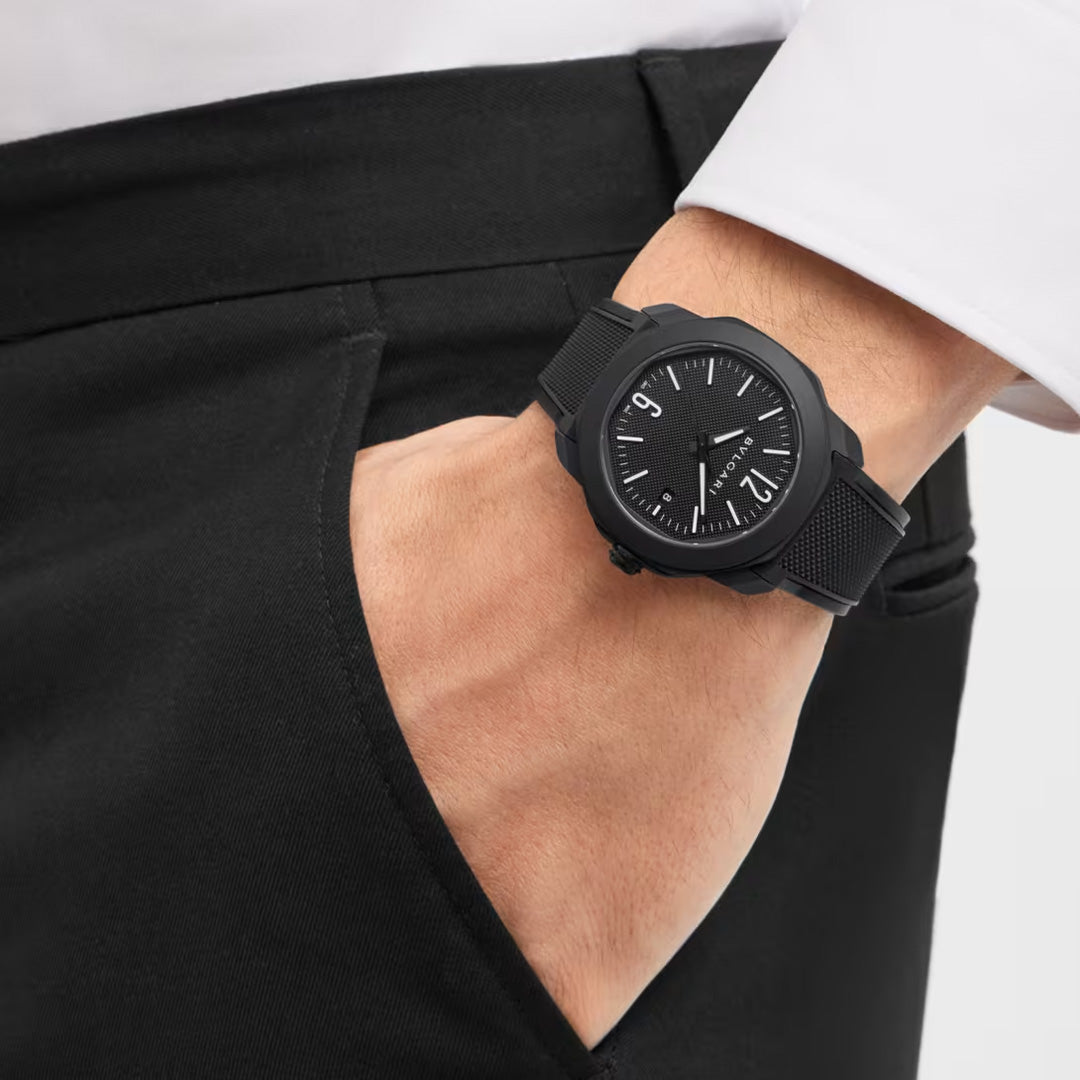Watch in dlc-coated steel Octo Roma Bulgari