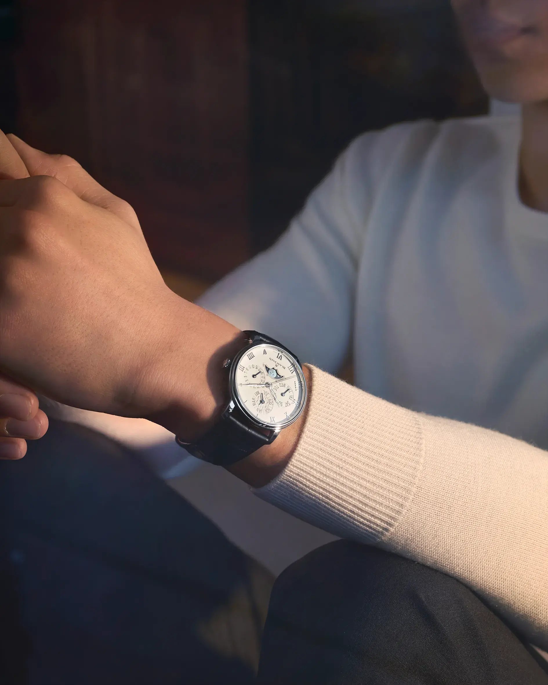 Orologio in acciaio Villeret Quantième Perpétuel Phases de Lune Blancpain