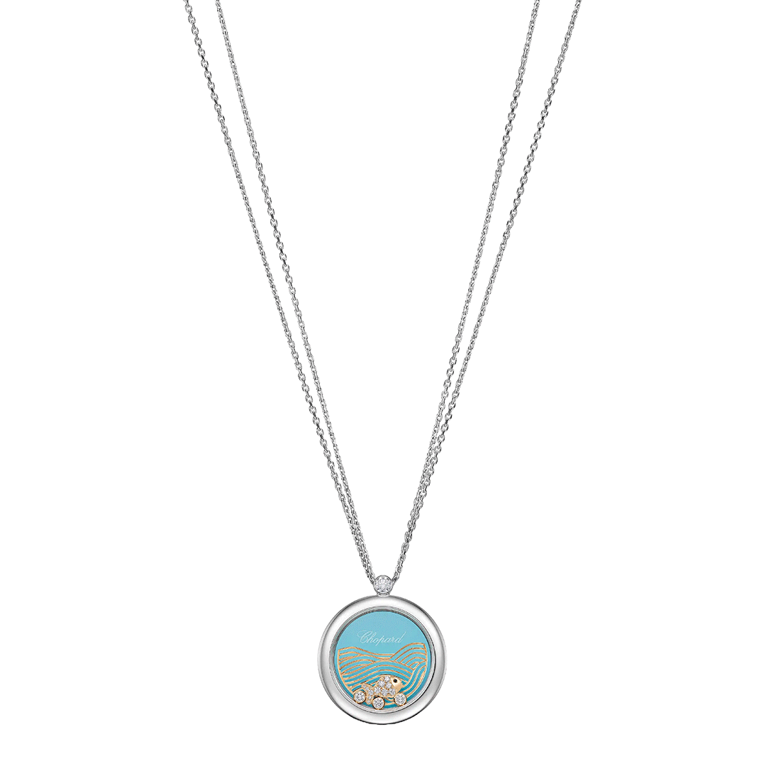 Gioiello in white gold and rose gold Happy Fish Necklace Chaumet