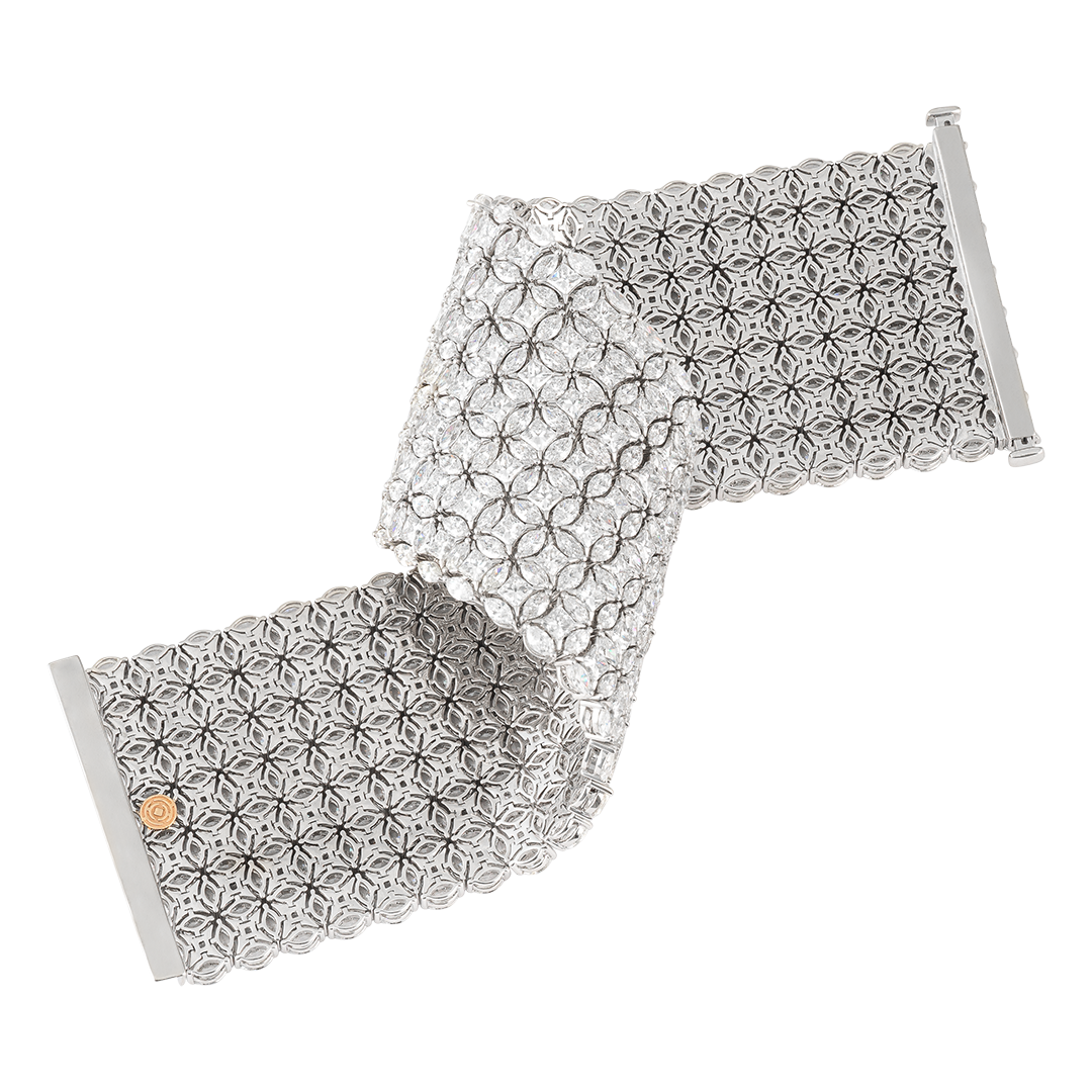 Gioiello in oro bianco Bracciale Manchette Diade in oro bianco con diamanti Panerai