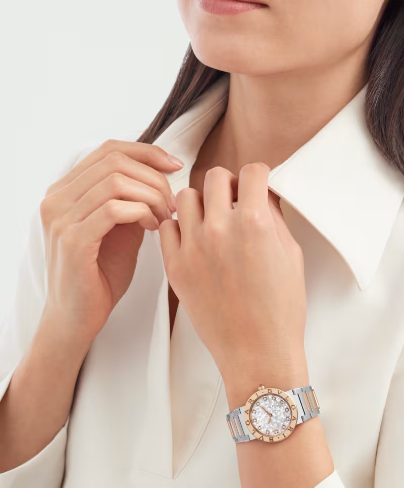 Watch in steel and rose gold Bvlgari X Lisa Bulgari