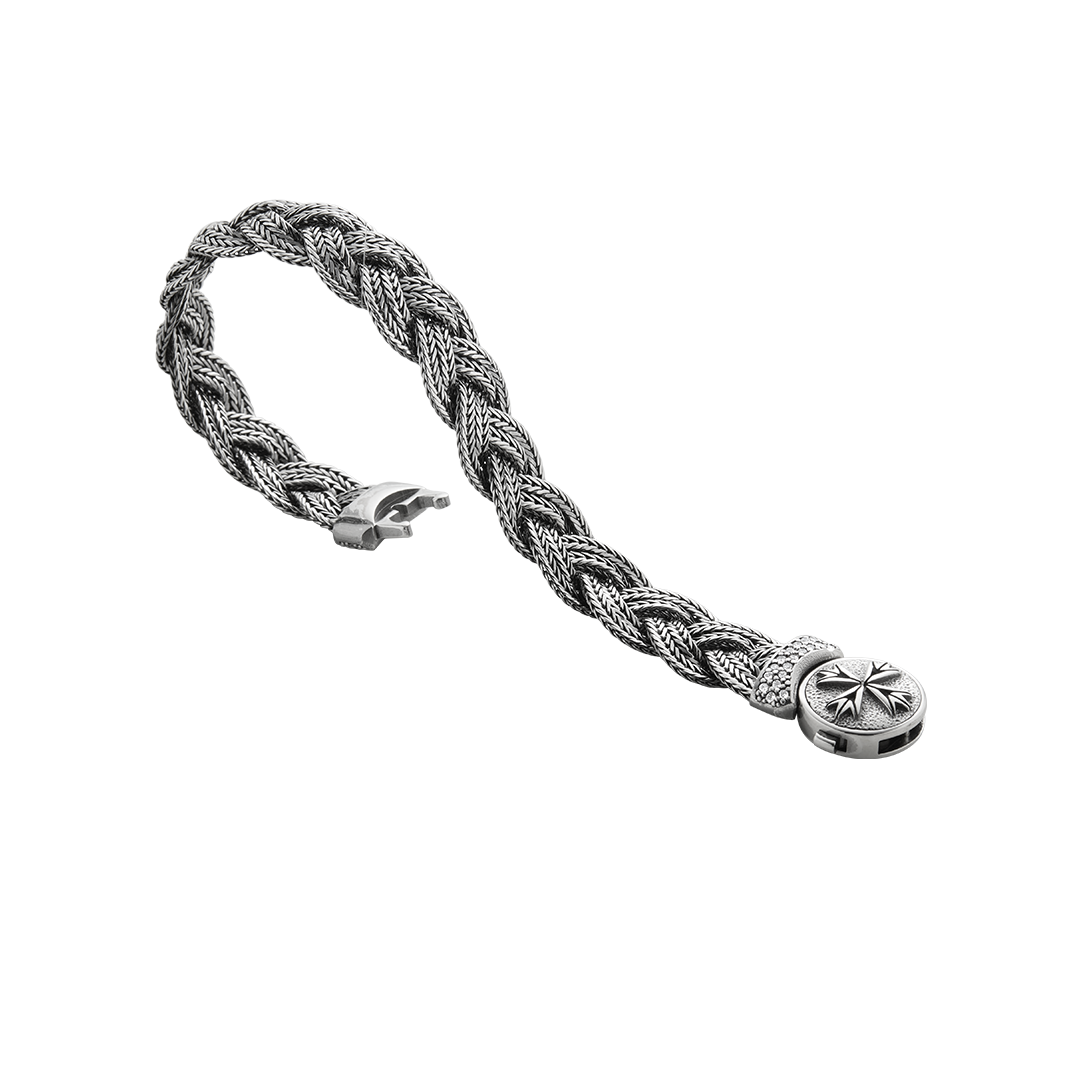 Bracelet in silver Pavé Braided Bracelet Emanuele bicocchi