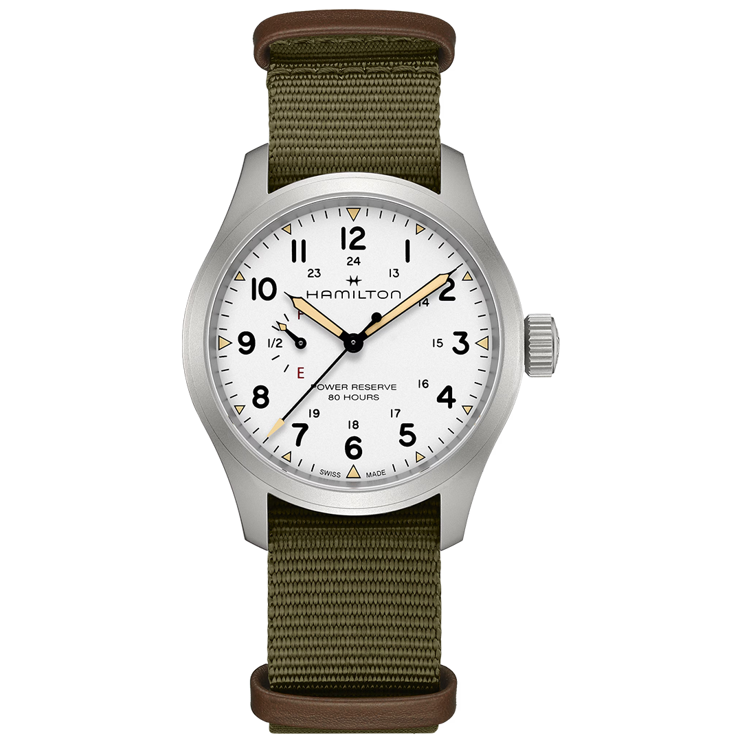 Orologio in acciaio Khaki Field Mechanical Power Reserve Hamilton