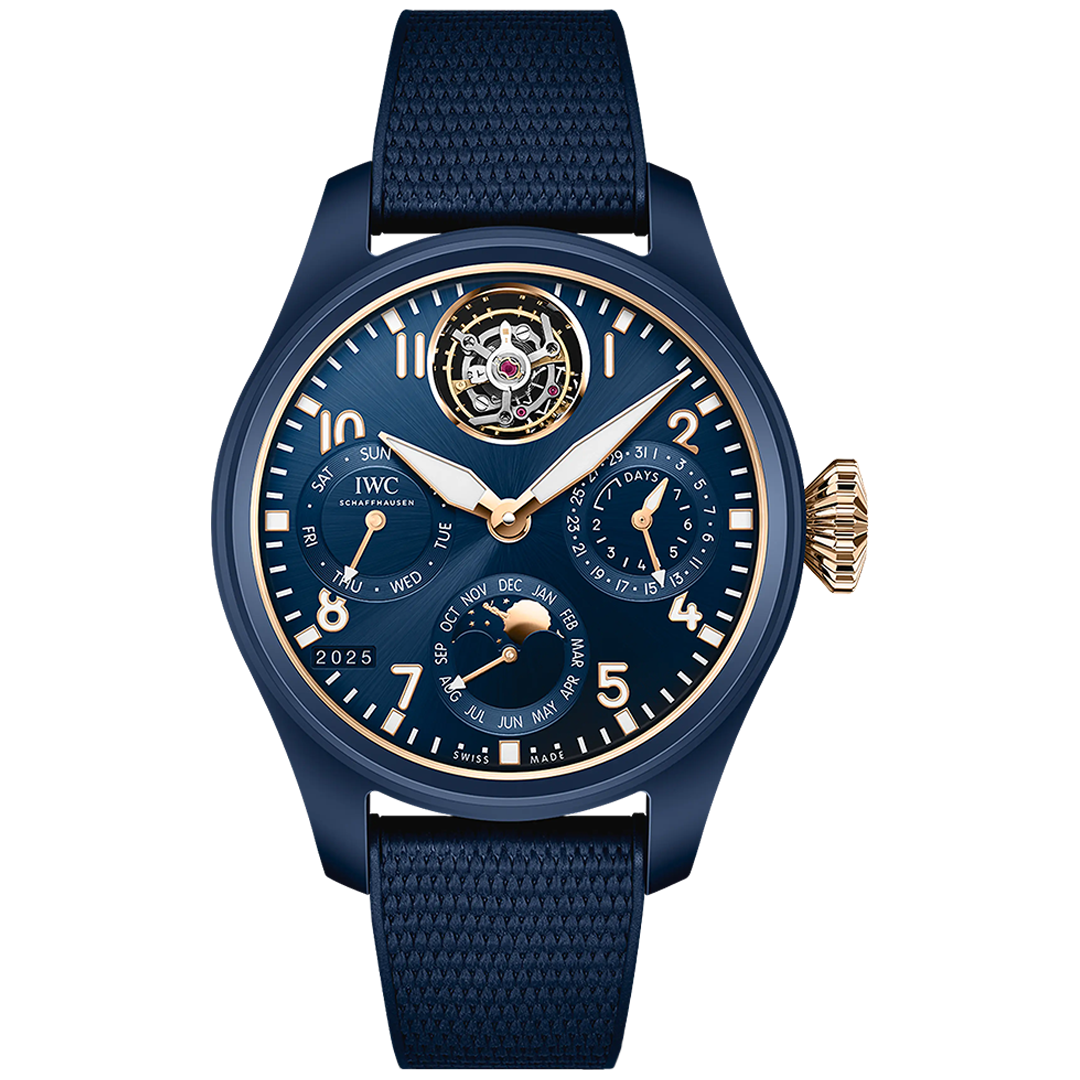 Orologio in ceramica blu Big Pilot’s Watch Perpetual Calendar Tourbillon Le Petit Prince Iwc