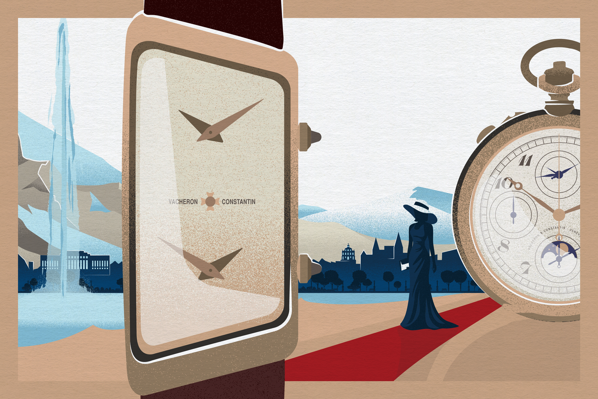 Locandina del concorso orologi Vacherono Constantin ed elementi di Ginevra