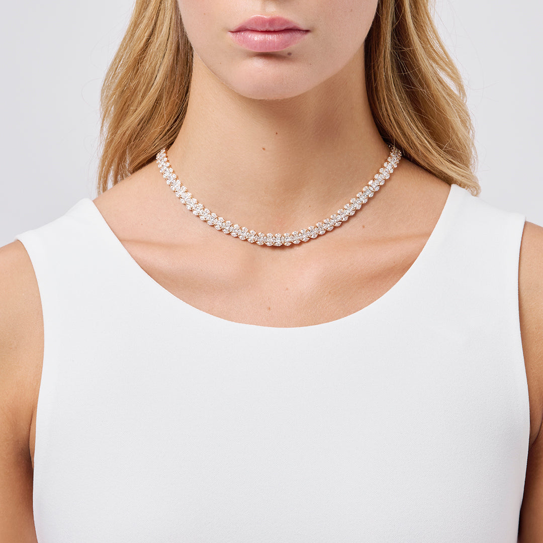 Gioiello in rose gold Diade rose gold necklace with diamonds Pisa diamanti