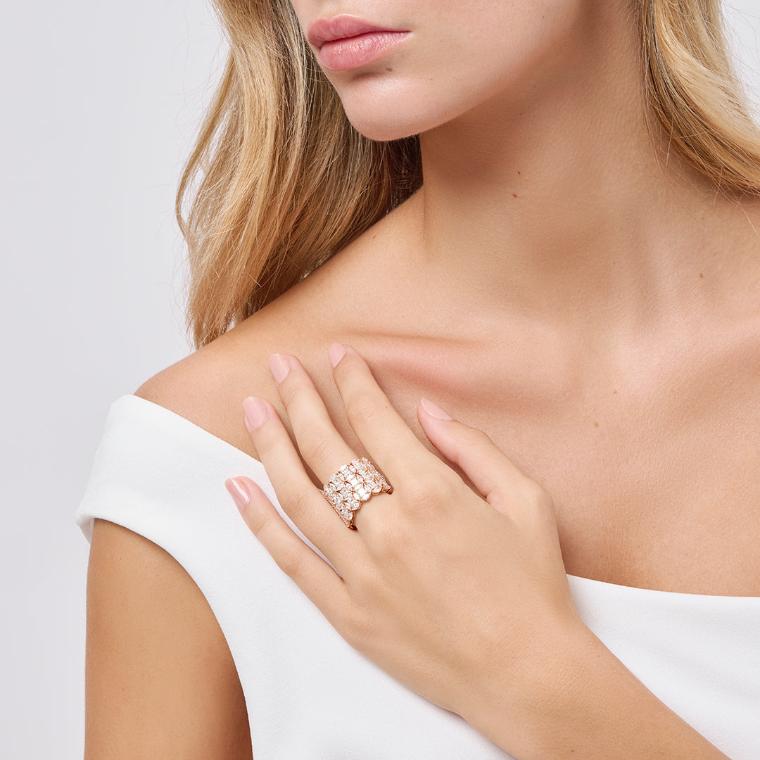 Ring in rose gold Diade rose gold Full Pavé Ring Pisa diamanti