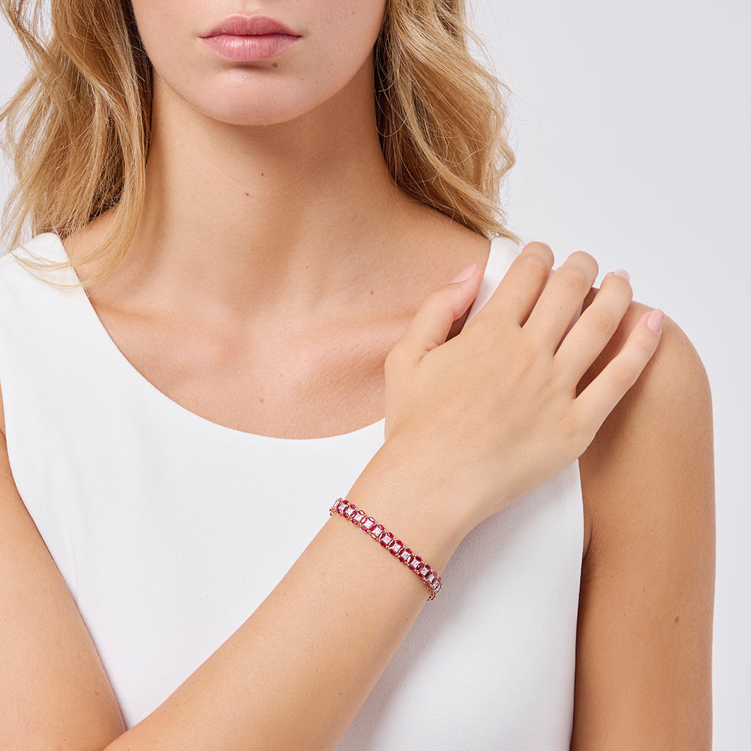 Gioiello in oro rosa Bracciale Diade in oro rosa con diamanti e rubini Pisa diamanti