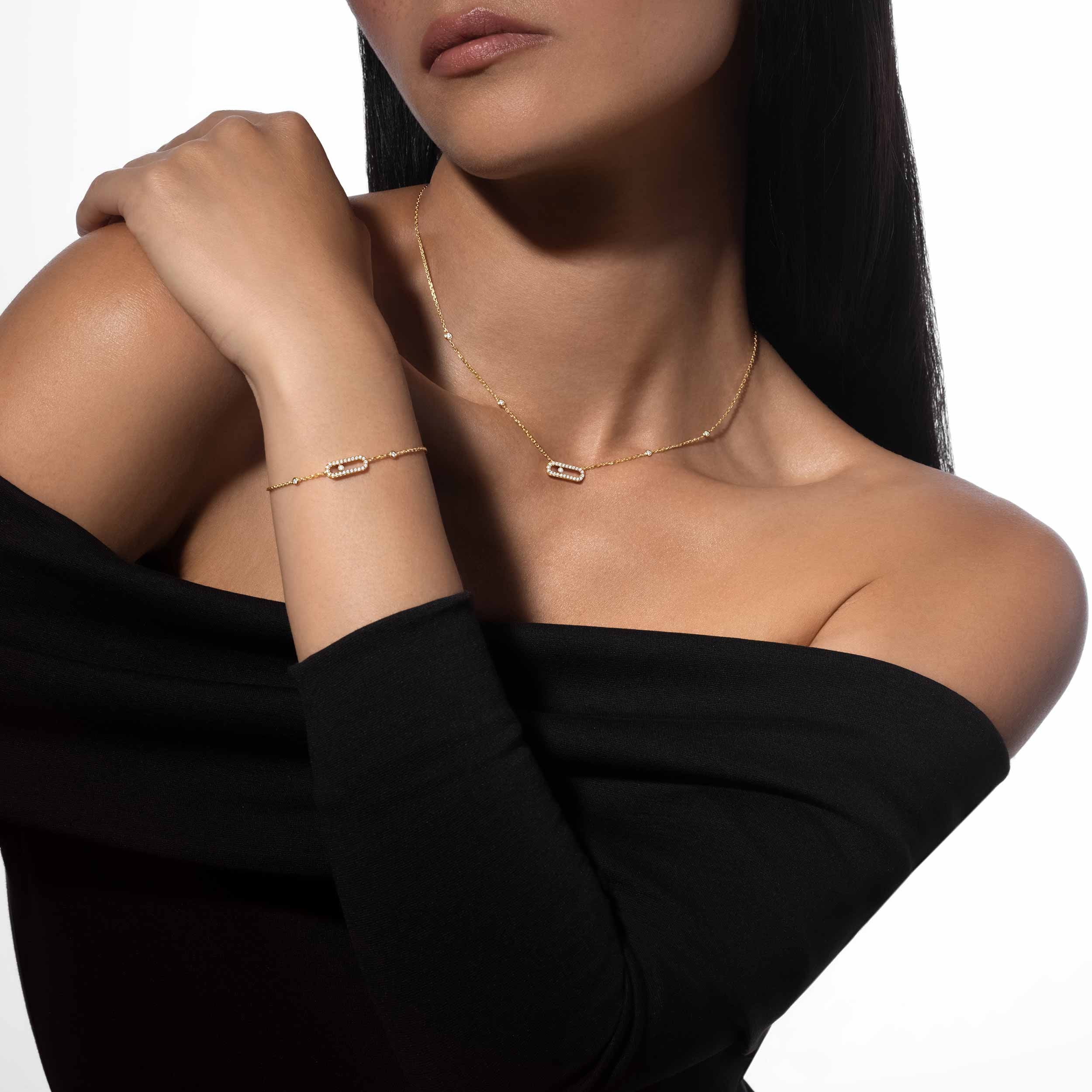 Gioiello in oro giallo Bracciale Move Uno Pavé Messika