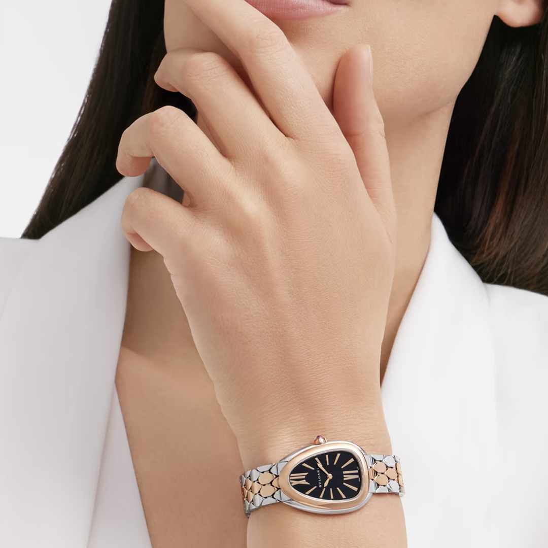 Orologio in acciaio e oro rosa Serpenti Seduttori Bulgari