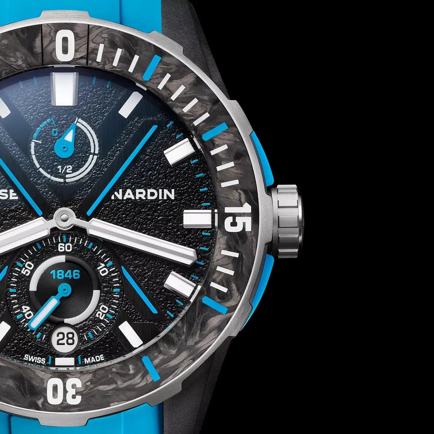 Watch in steel Diver Net Azure Ulysse nardin