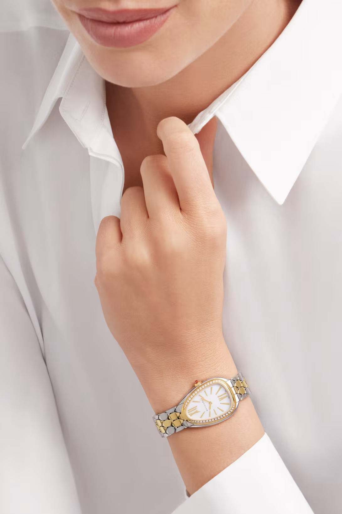 Orologio in acciaio e oro giallo Serpenti Seduttori Bulgari