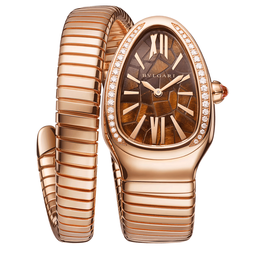 Orologio in acciaio e oro rosa Serpenti Tubogas Bulgari