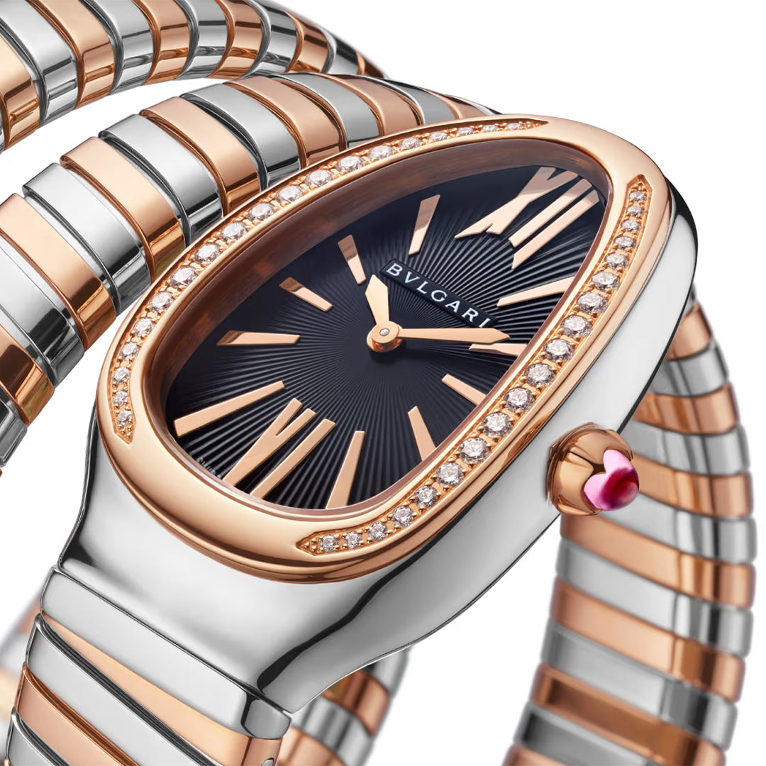 Orologio in acciaio e oro rosa Serpenti Tubogas Bulgari