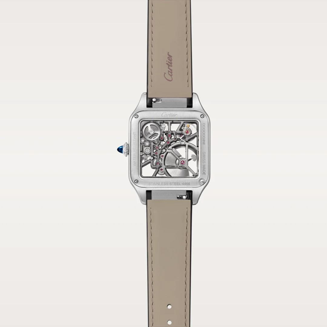 Watch in acciaio e lacca nera Santos-Dumont Cartier