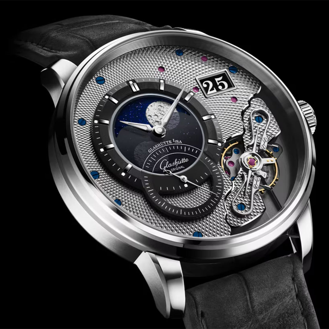 Watch in platinum PanoLunarInverse Glashutte original