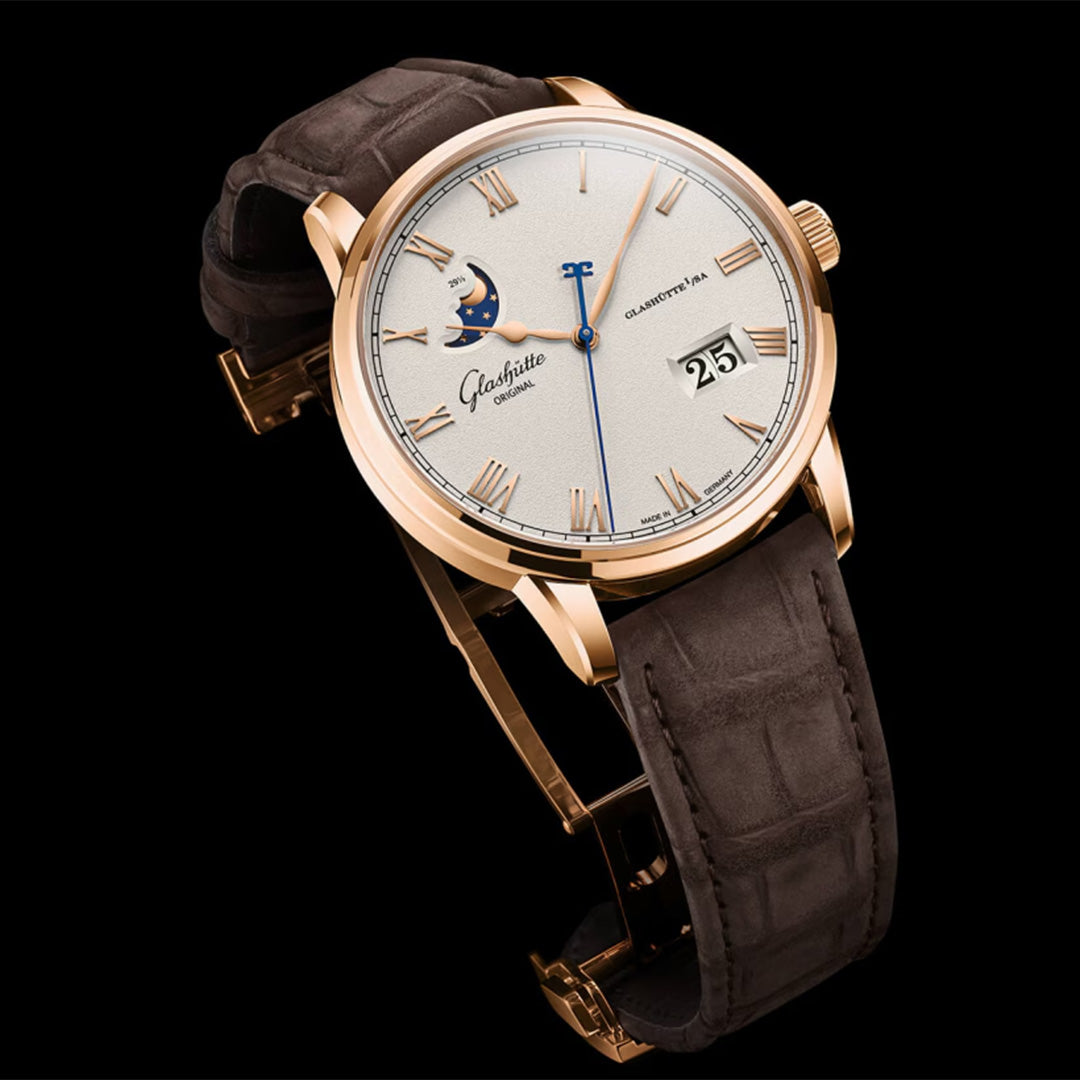 Orologio in oro rosa Senator Excellence Panorama Date Moon Phase Glashutte original