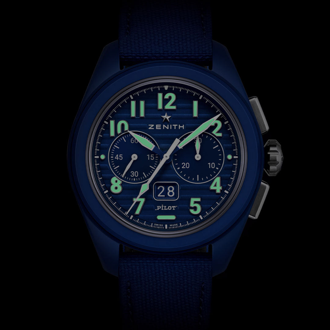 Orologio in ceramica blu Pilot Big Date Flyback - Edizione 160° Anniversario Zenith