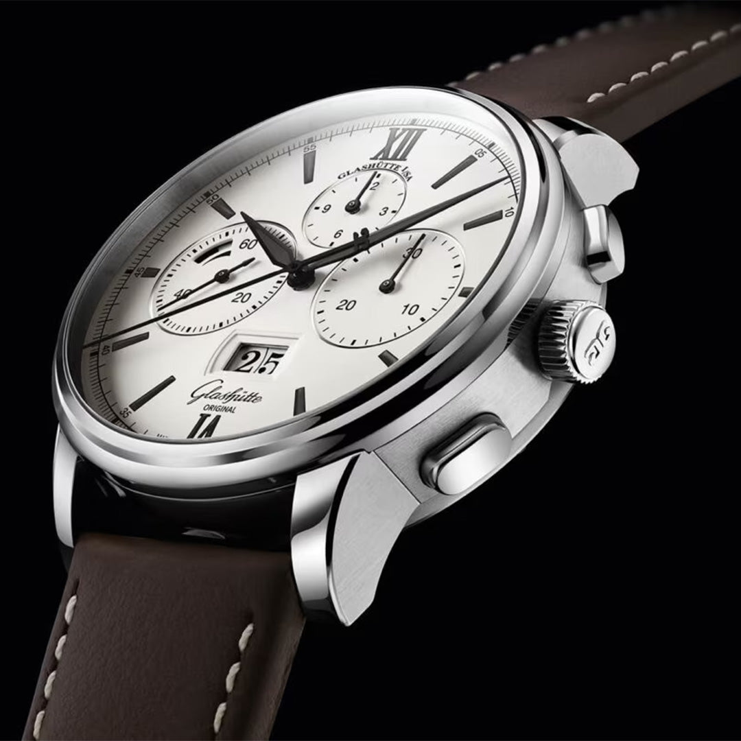 Watch in steel Senator Chronograph Panorama Date Glashutte original