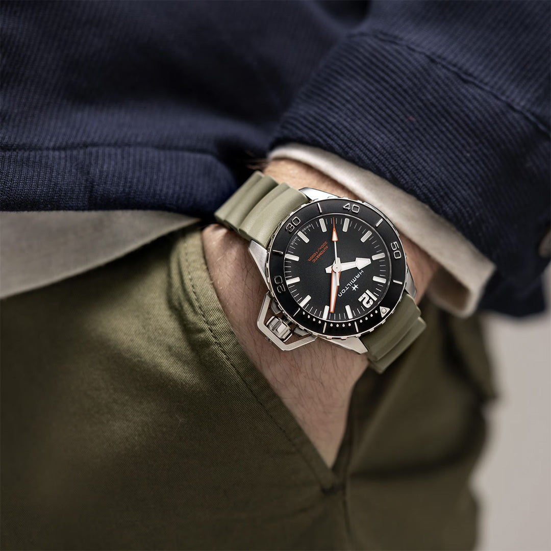 Orologio in acciaio Khaki Navy Frogman Auto Hamilton