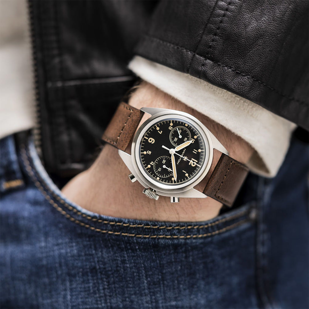 Orologio in acciaio Khaki Aviation Pilot Pioneer Mechanical Chrono Hamilton