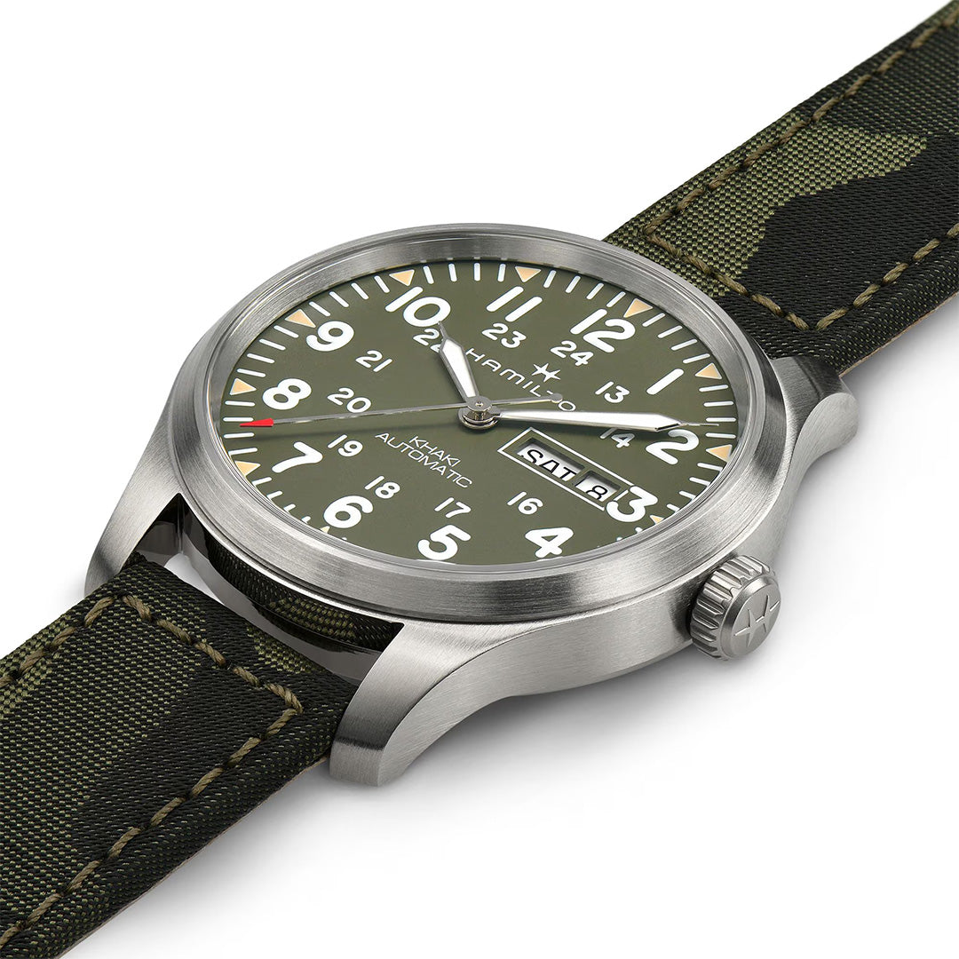 Orologio in acciaio Khaki Field Day Date Auto Hamilton