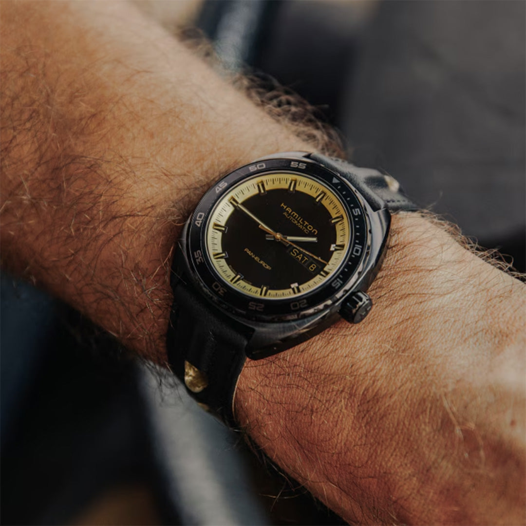 Watch in steel American Classic Pan Europ Day Date Auto Hamilton