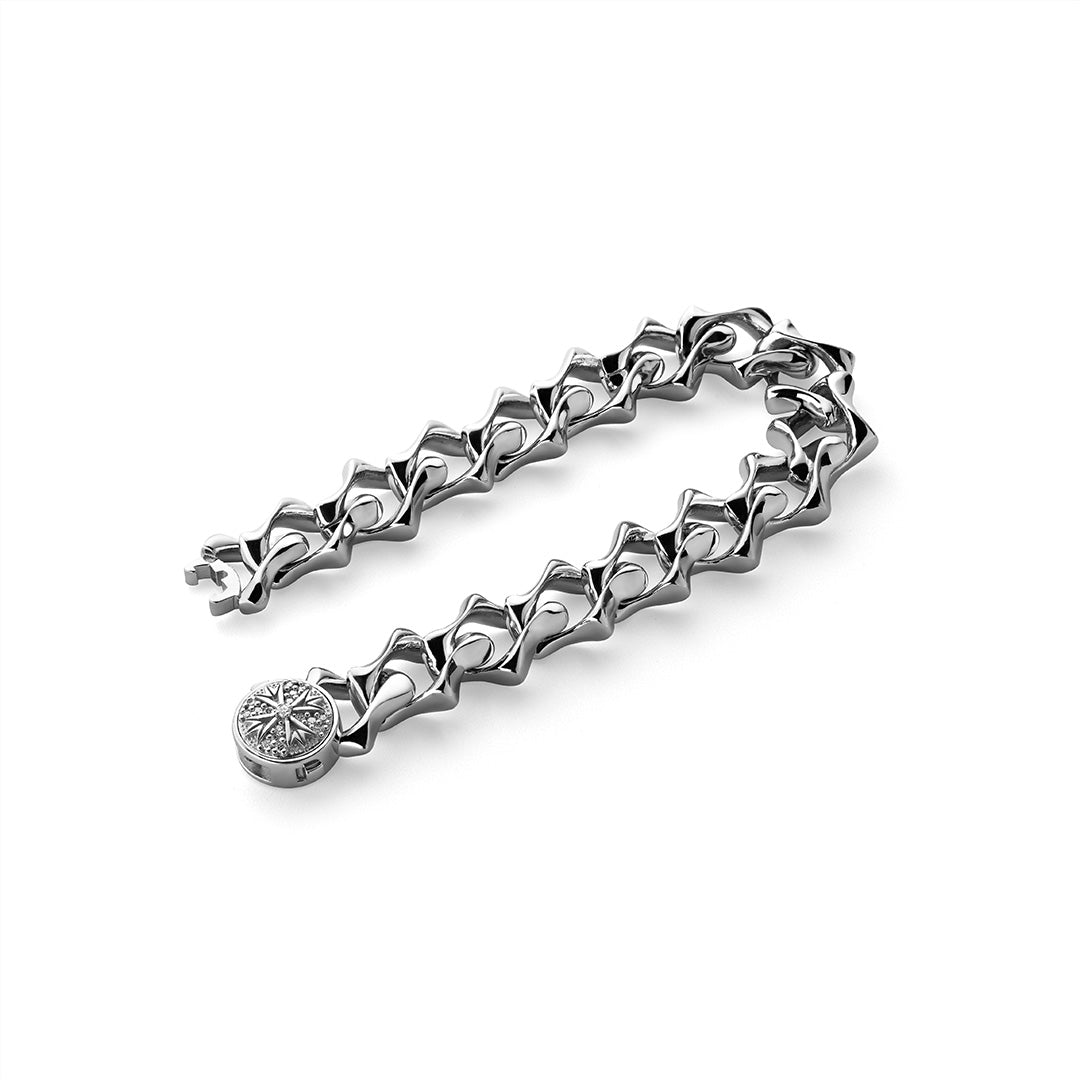 Bracelet in silver Sharp Link Chain Bracelet Diamonds Emanuele bicocchi