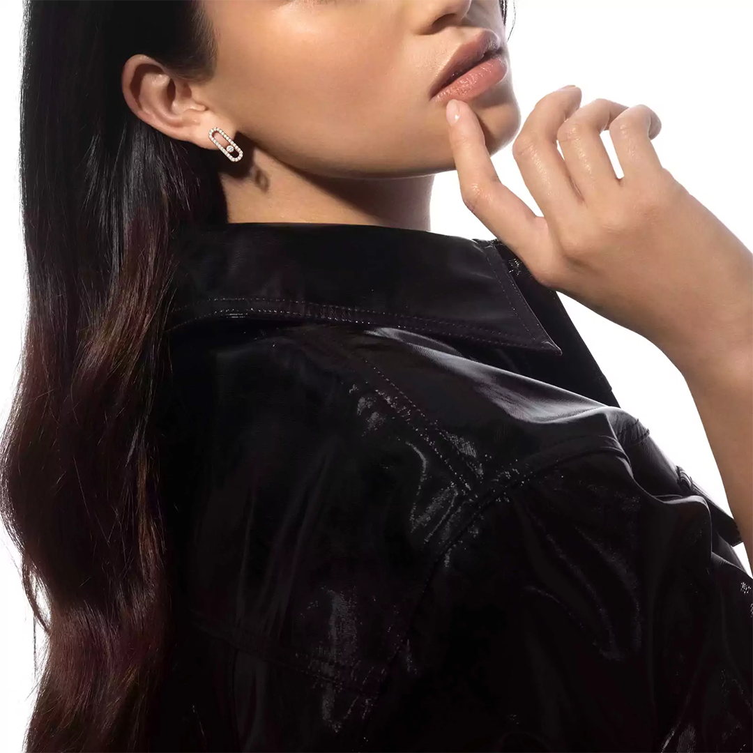 Earrings in rose gold Move Uno Diamond Pavé Earrings Messika