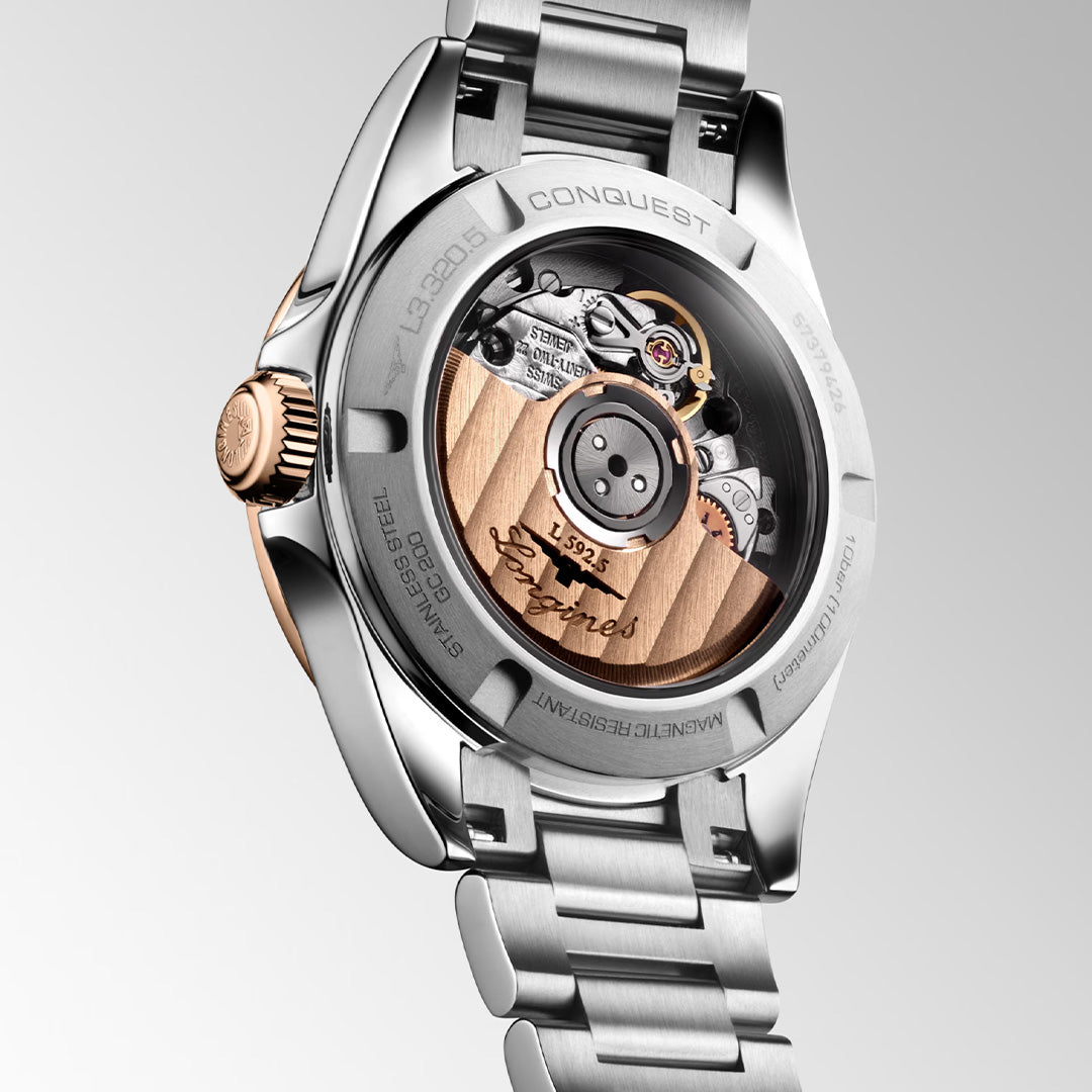 Orologio in acciaio e oro rosa Conquest Longines