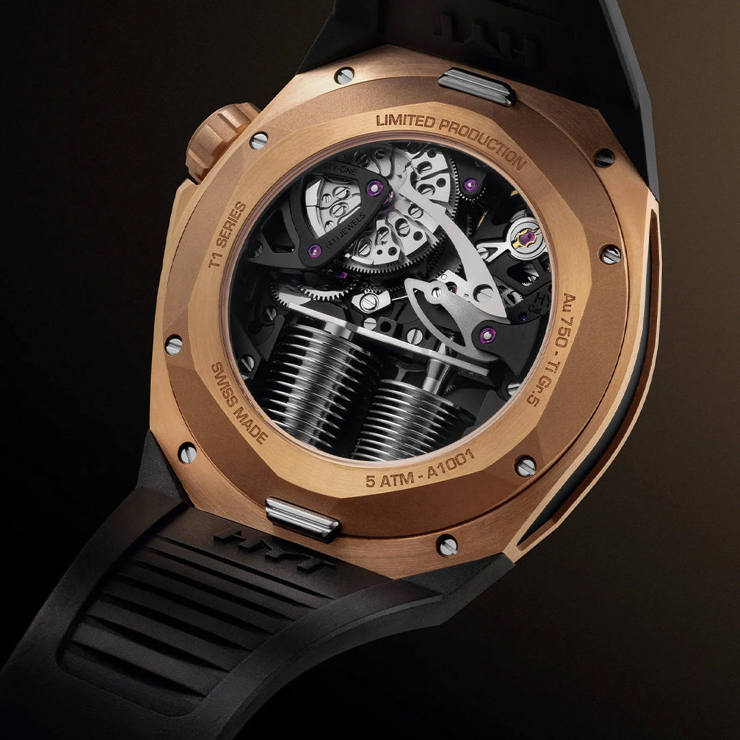 Watch in rose gold and titanium T1 5N Gold & Titanium Deep Blue Hyt