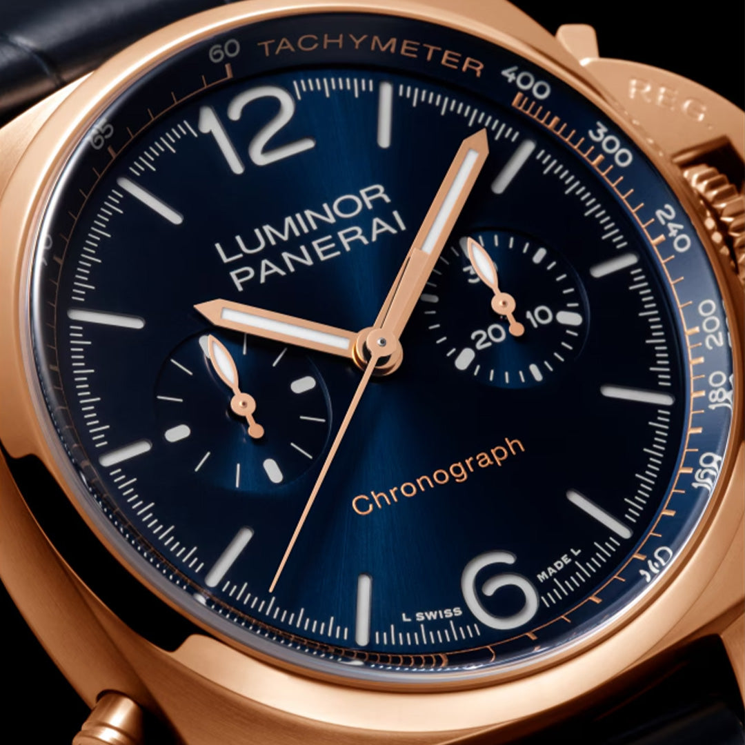 Watch in rose gold Luminor Chrono Goldtech™ Blu Notte Panerai