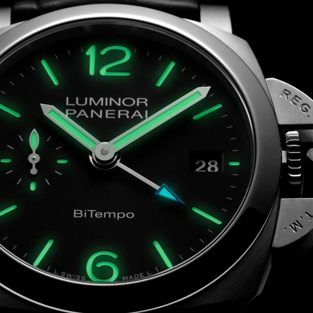 Watch in steel Luminor Quaranta BiTempo Panerai