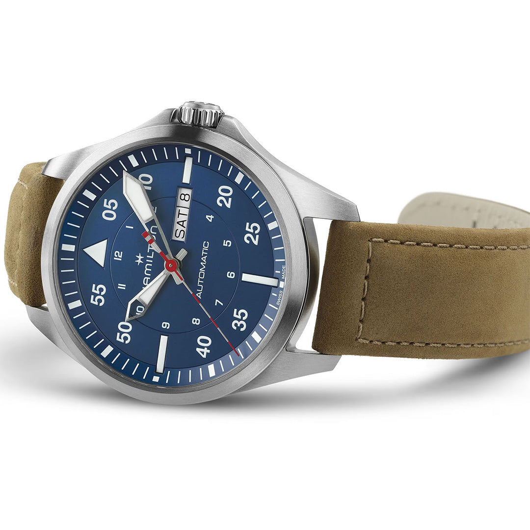 Watch in titanium Khaki Aviation Pilot Day Date Auto - Air-Glaciers Edition Hamilton