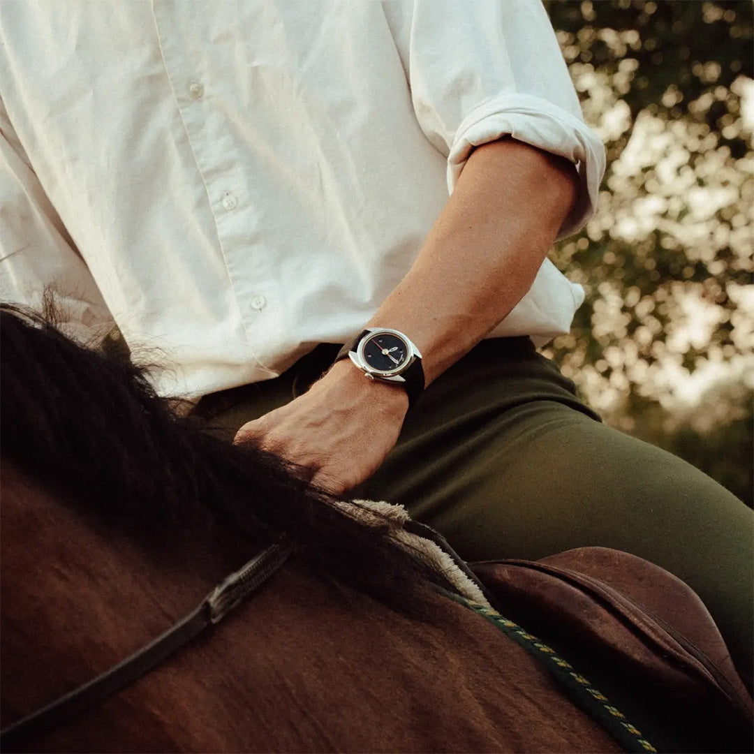 Watch in steel Caballero Piano Black Singer