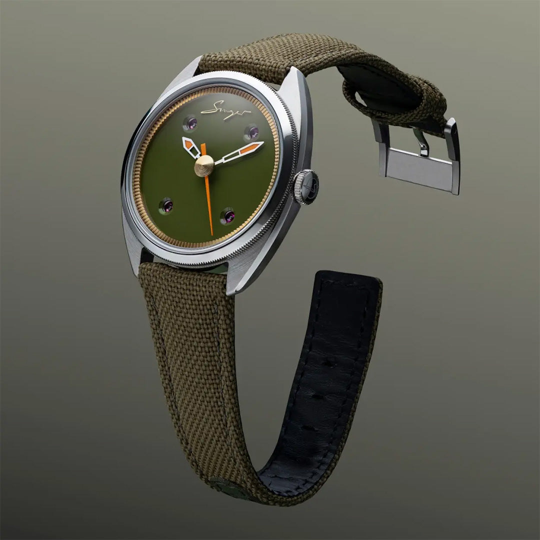 Watch in steel Caballero Empire Green Singer