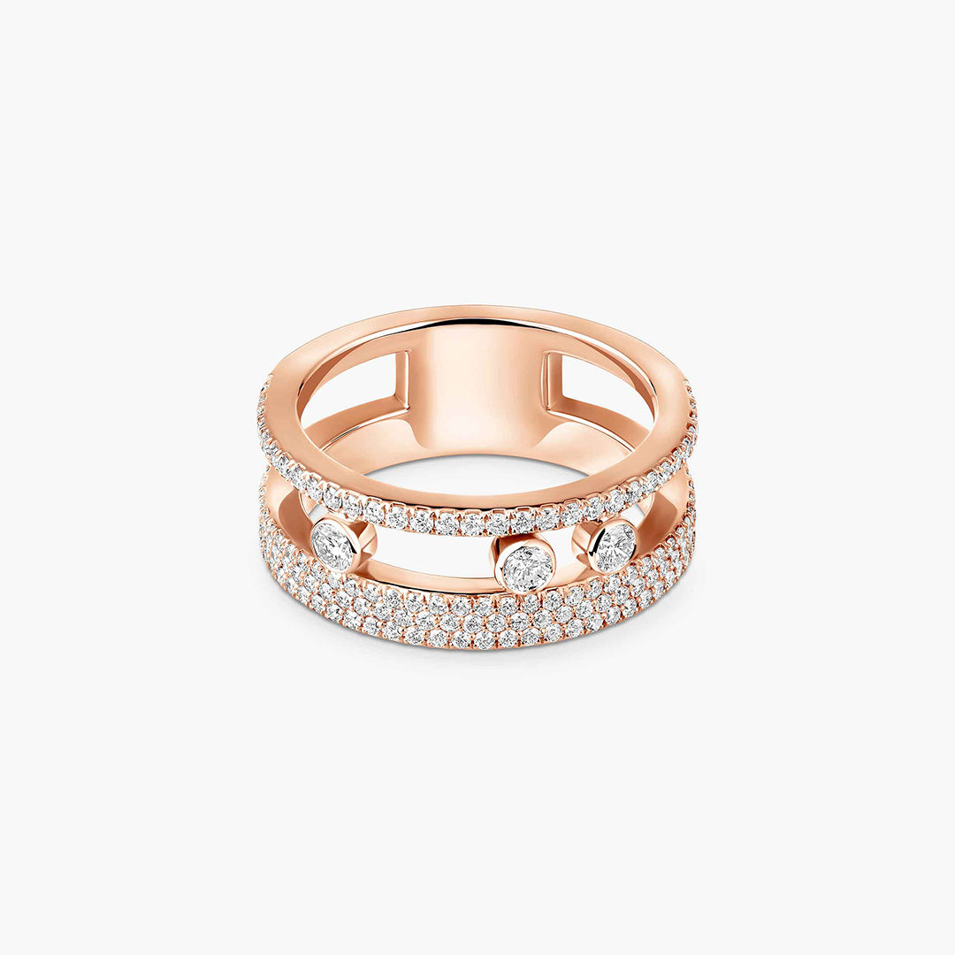 Gioiello in oro rosa Anello Move Romane con pavé Messika