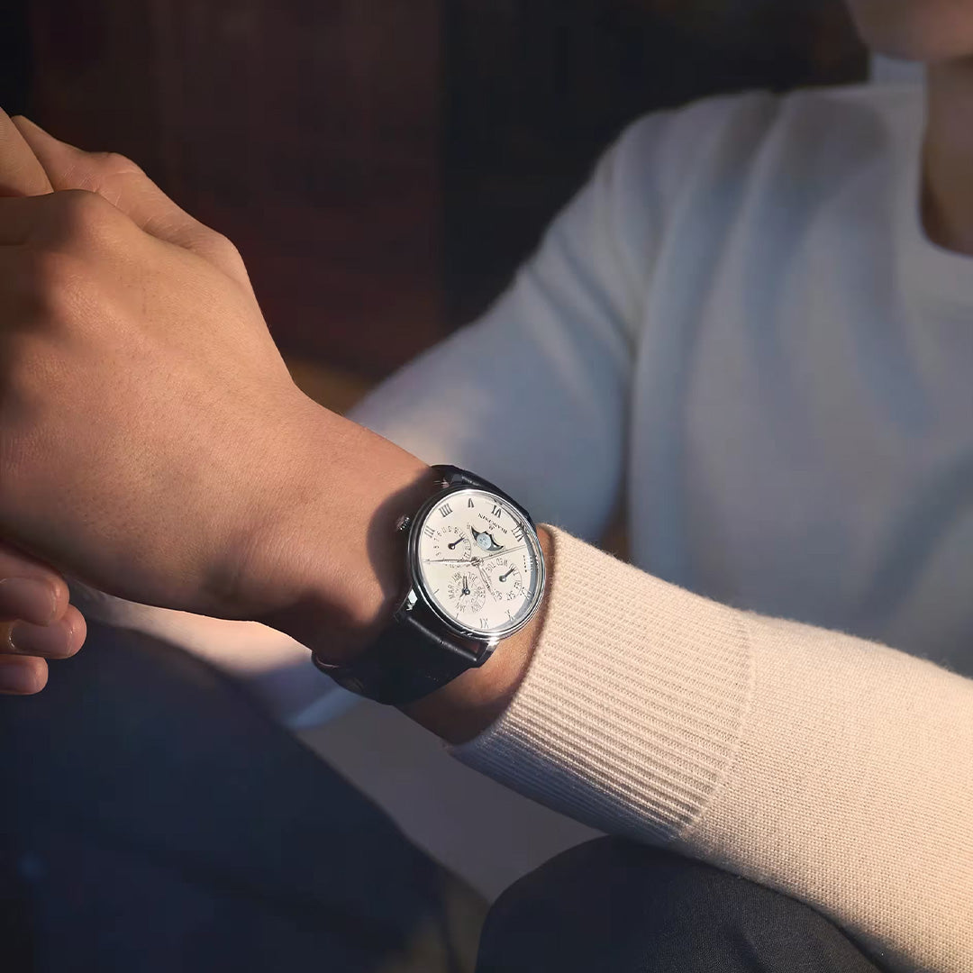 Orologio in acciaio Villeret Quantième Perpétuel Phases de Lune Blancpain