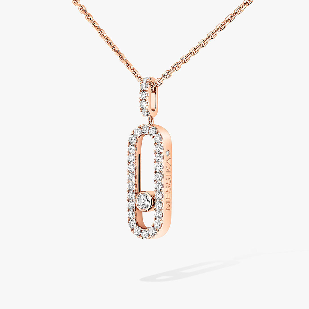 Gioiello in oro rosa Collana Move Uno MG con Pavé Messika