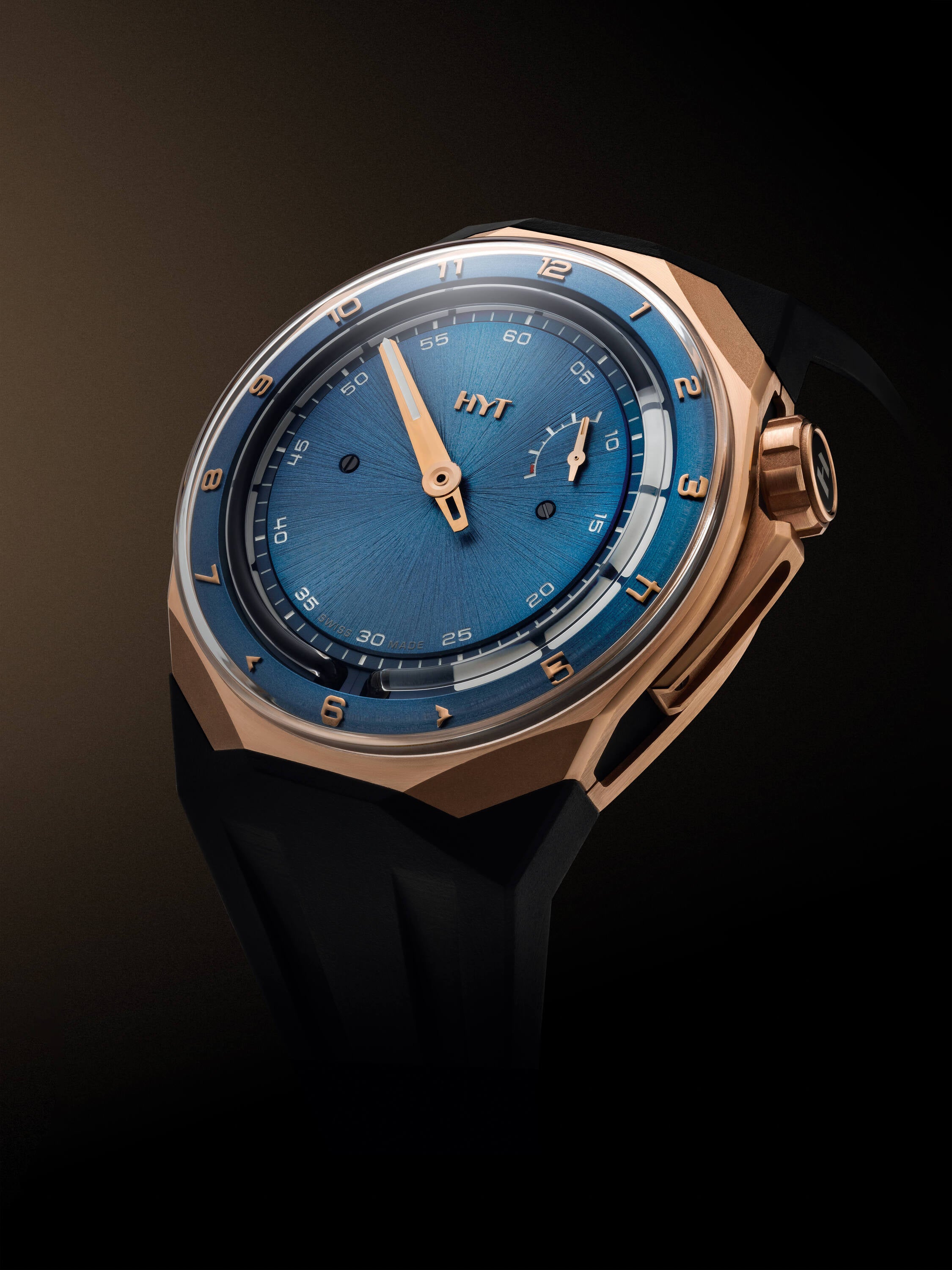 Orologio in oro rosa e titanio T1 5N Gold & Titanium Deep Blue Hyt
