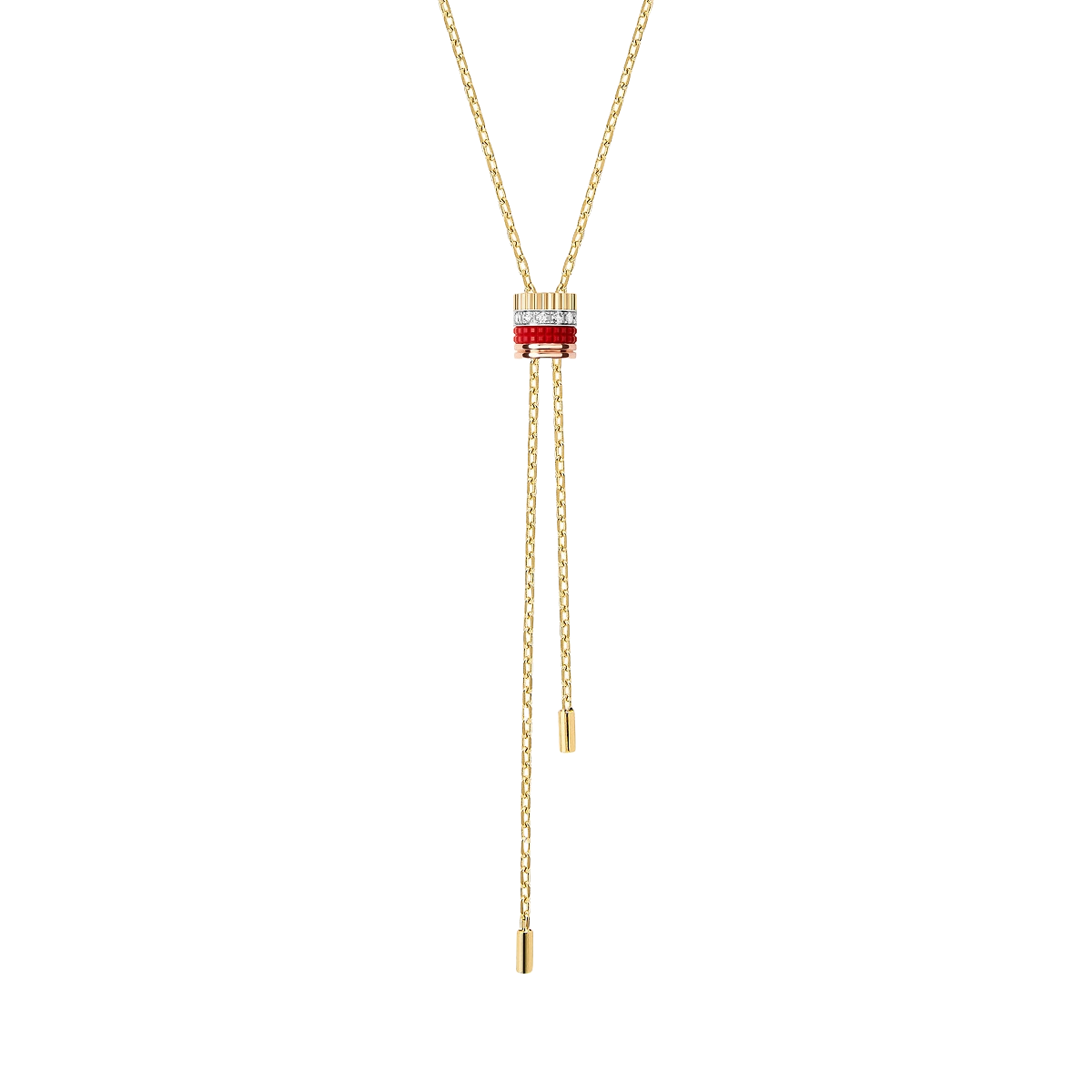 Gioiello in white, yellow, and rose gold Quatre red edition tie necklace, small model Boucheron