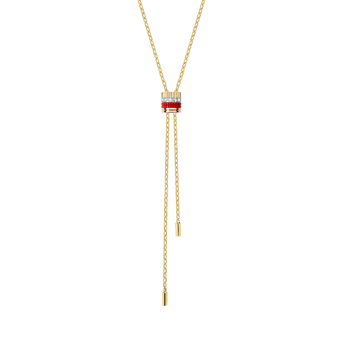 Gioiello in white, yellow, and rose gold Quatre red edition tie necklace, small model Boucheron