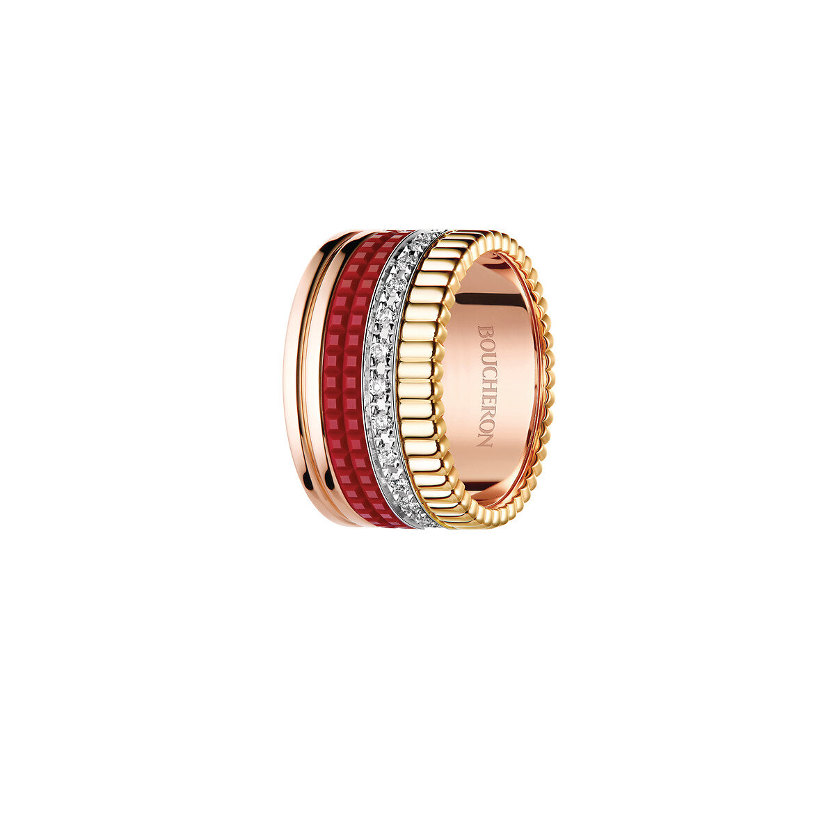 Gioiello in oro bianco giallo rosa Anello Quatre Red Large Boucheron