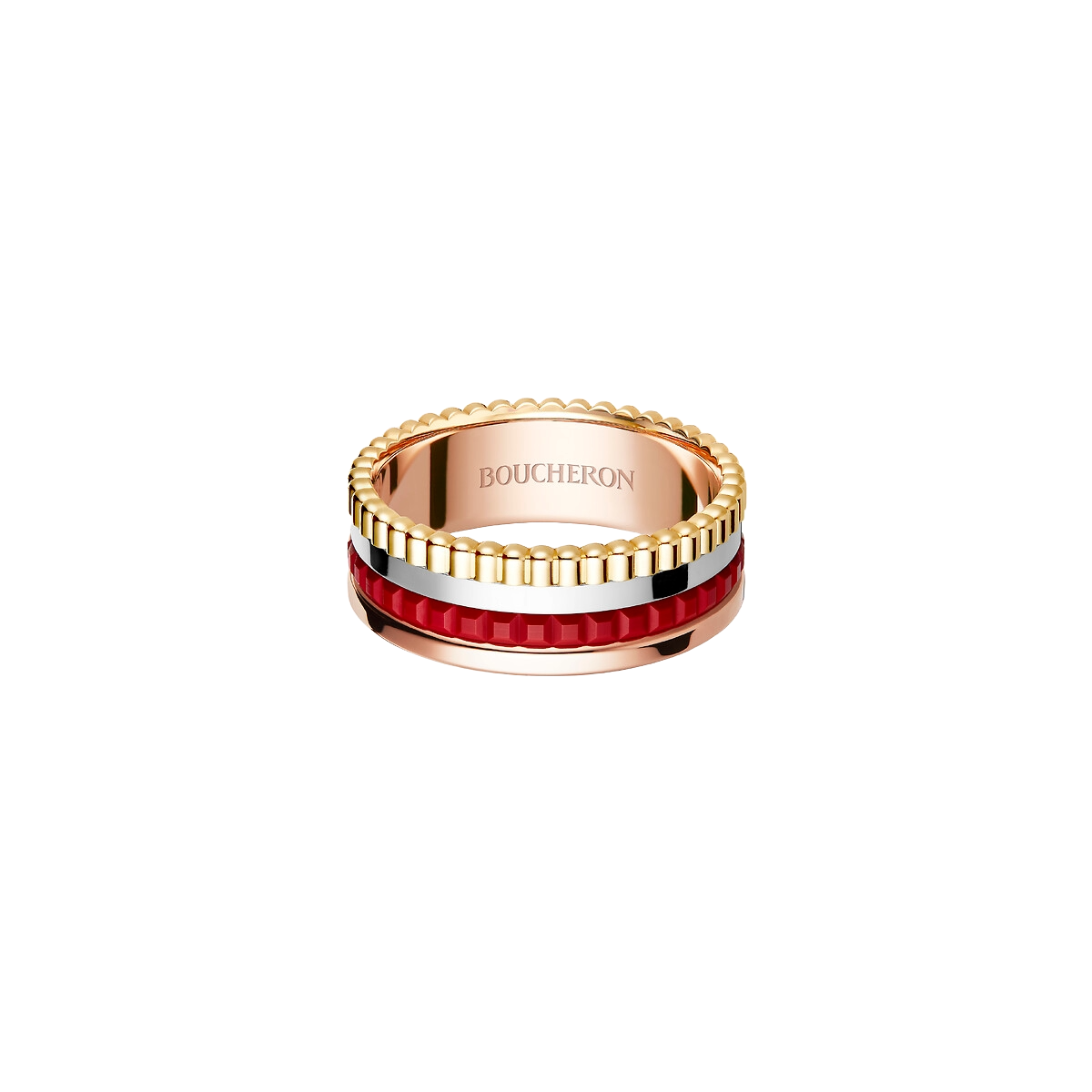 Ring in white, yellow, and rose gold Quatre Red Edition Small Ring Boucheron