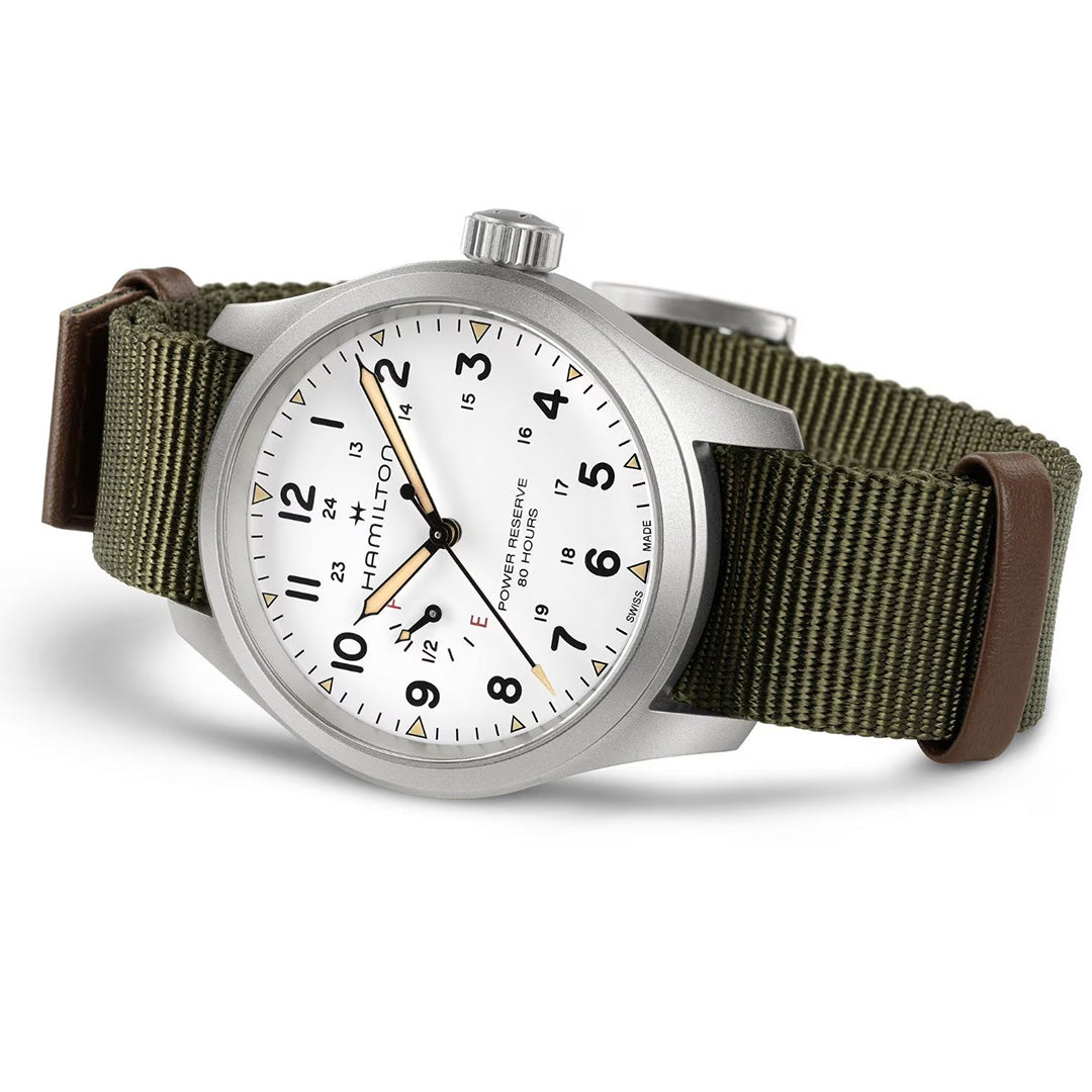 Orologio in acciaio Khaki Field Mechanical Power Reserve Hamilton