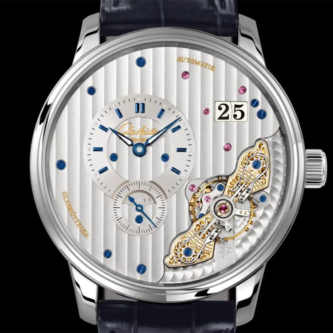 Watch in steel PanoMaticInverse Glashutte original